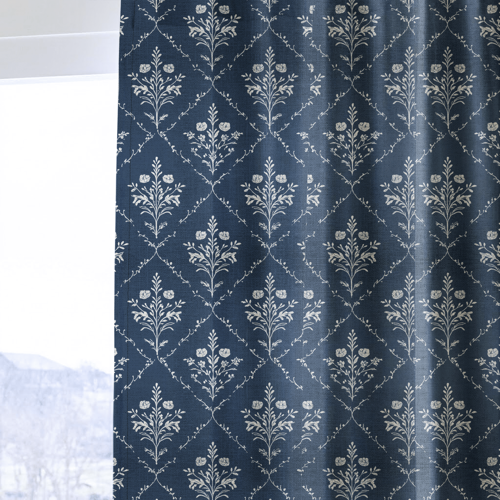 Benjamin Navy Floral - Drapery