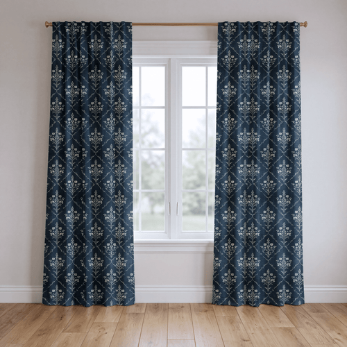 Benjamin Navy Floral - Drapery