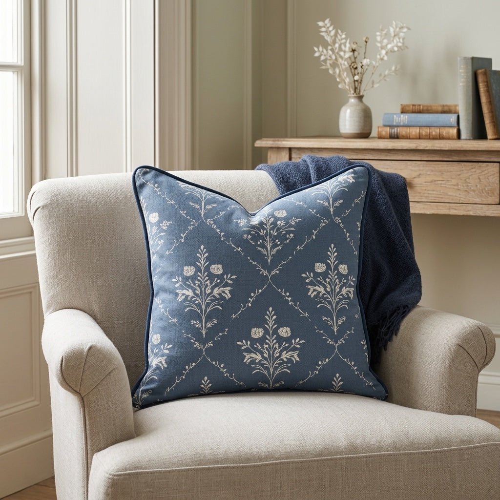 Benjamin Navy Floral Throw Pillow