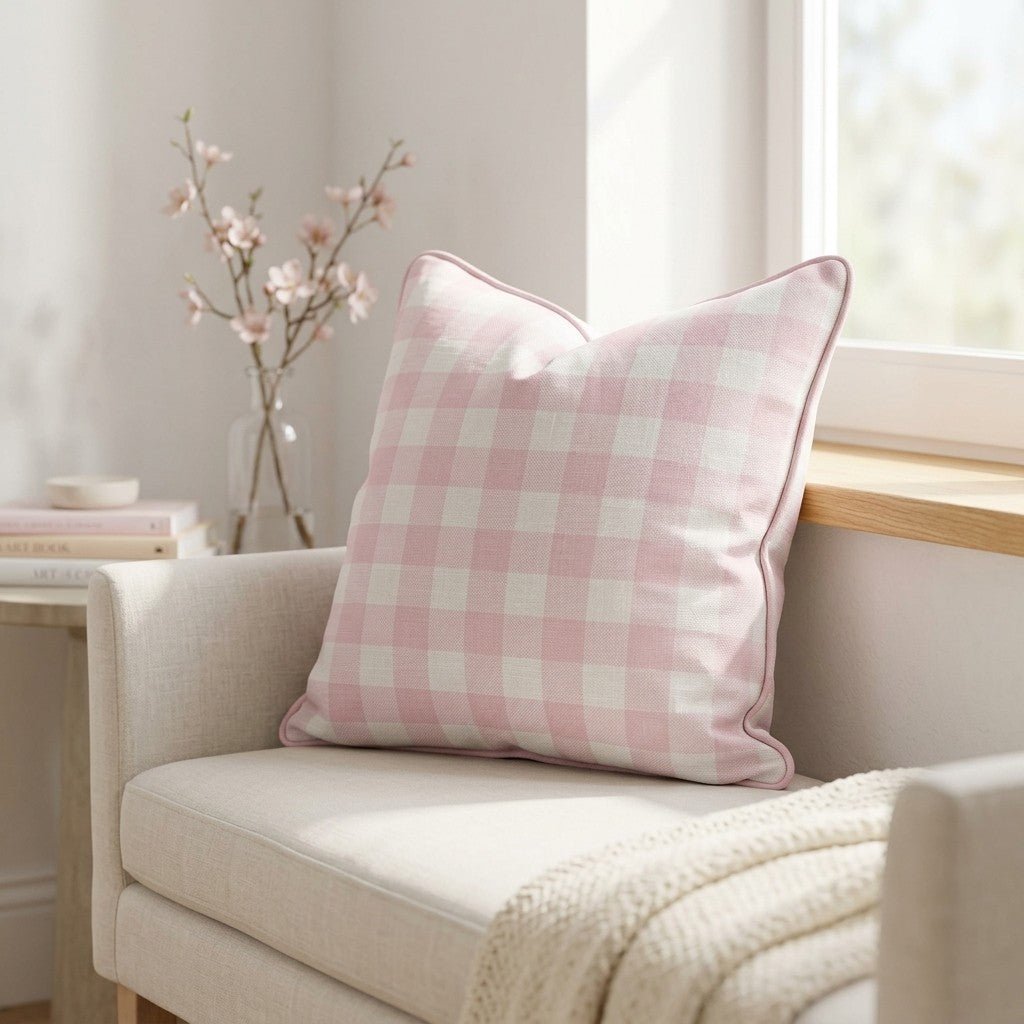 Juliet's Garden Bubble Gingham Throw Pillow