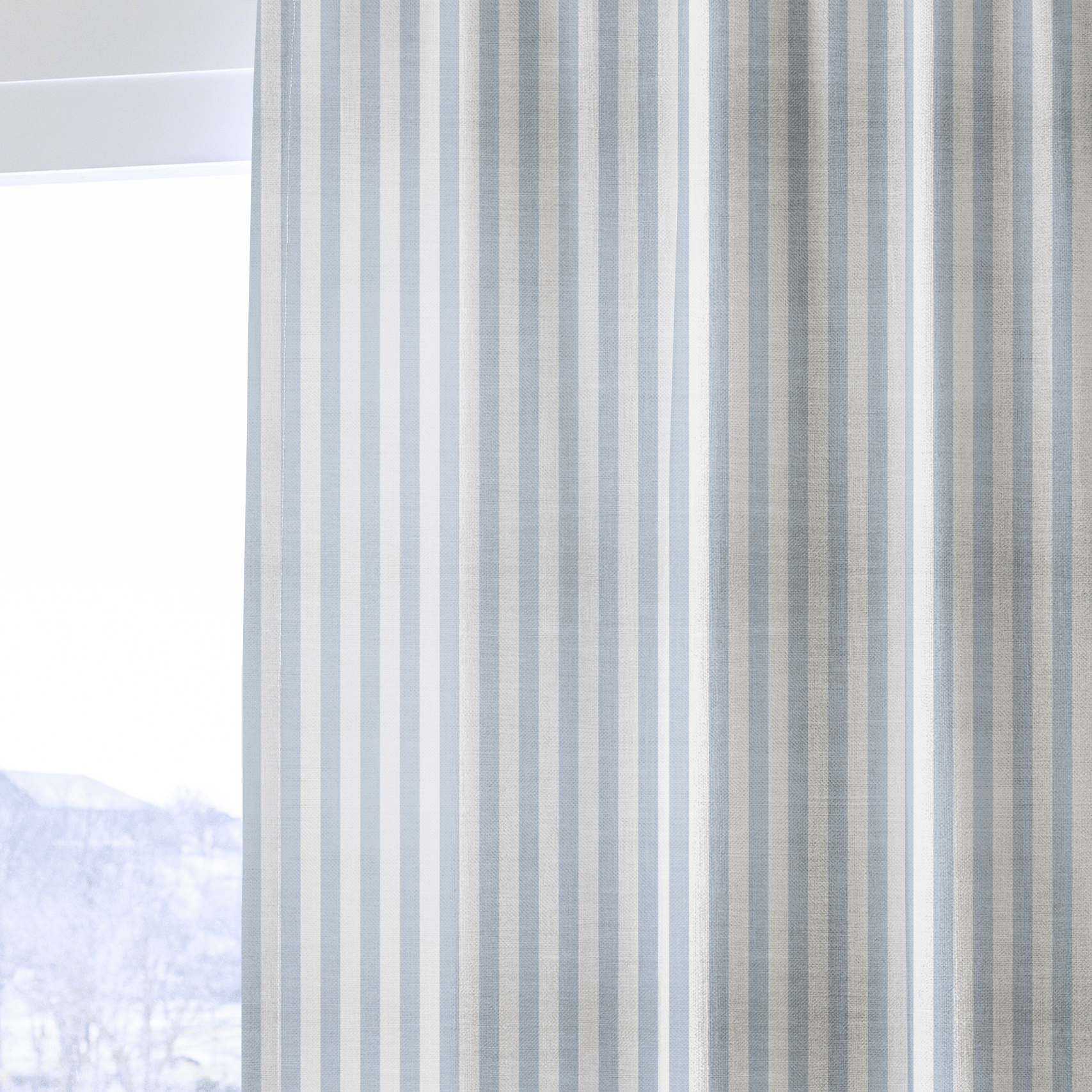 Juliet's Garden Robin Blue Stripe - Drapery