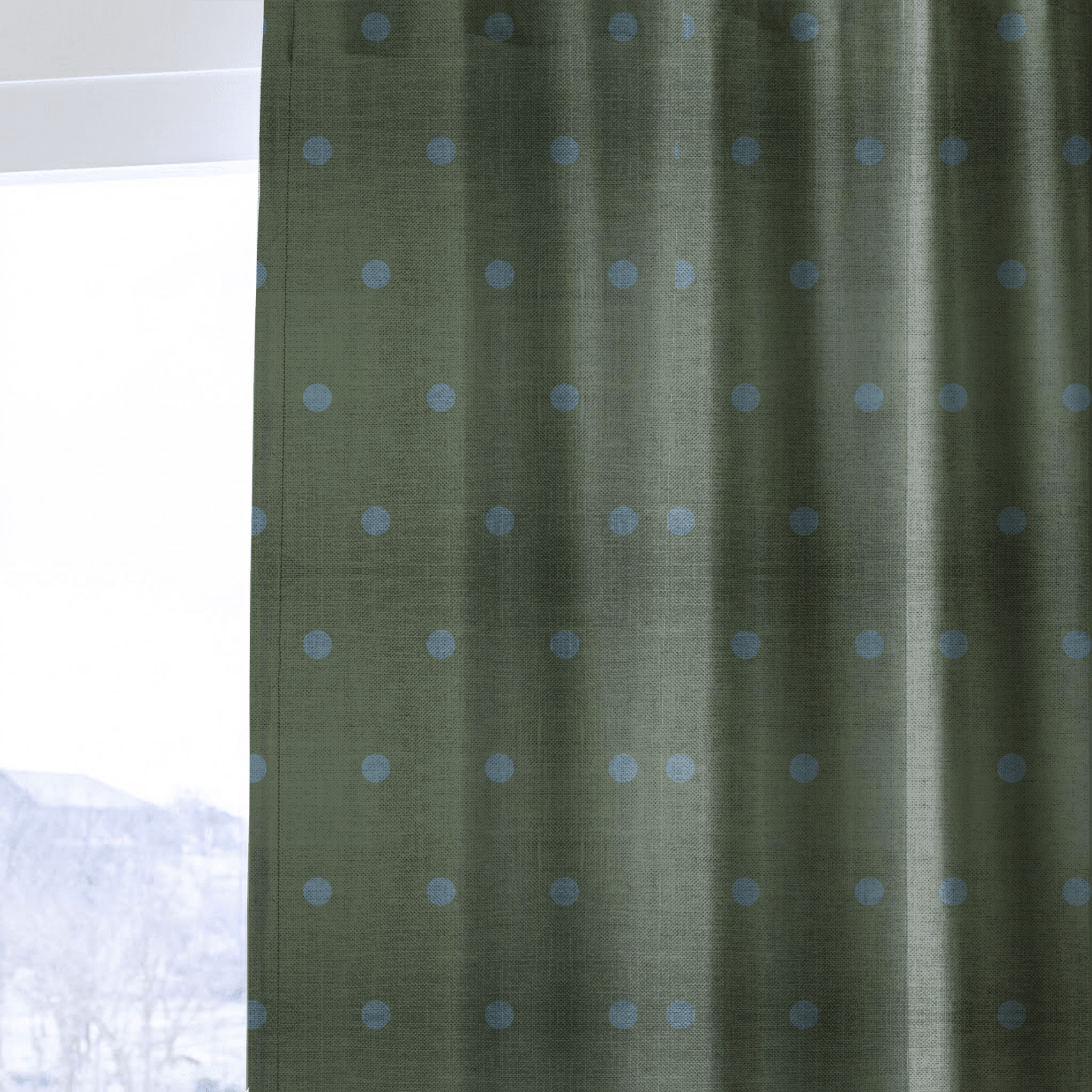 The Silk Garden Evergreen Dots - Drapery