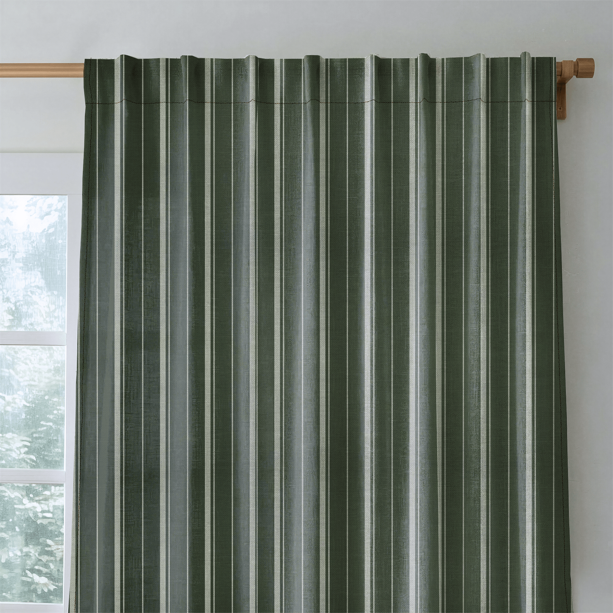 The Silk Garden Evergreen Stripes - Drapery